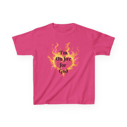 Kids Heavy Cotton™ Tee - On fire for God