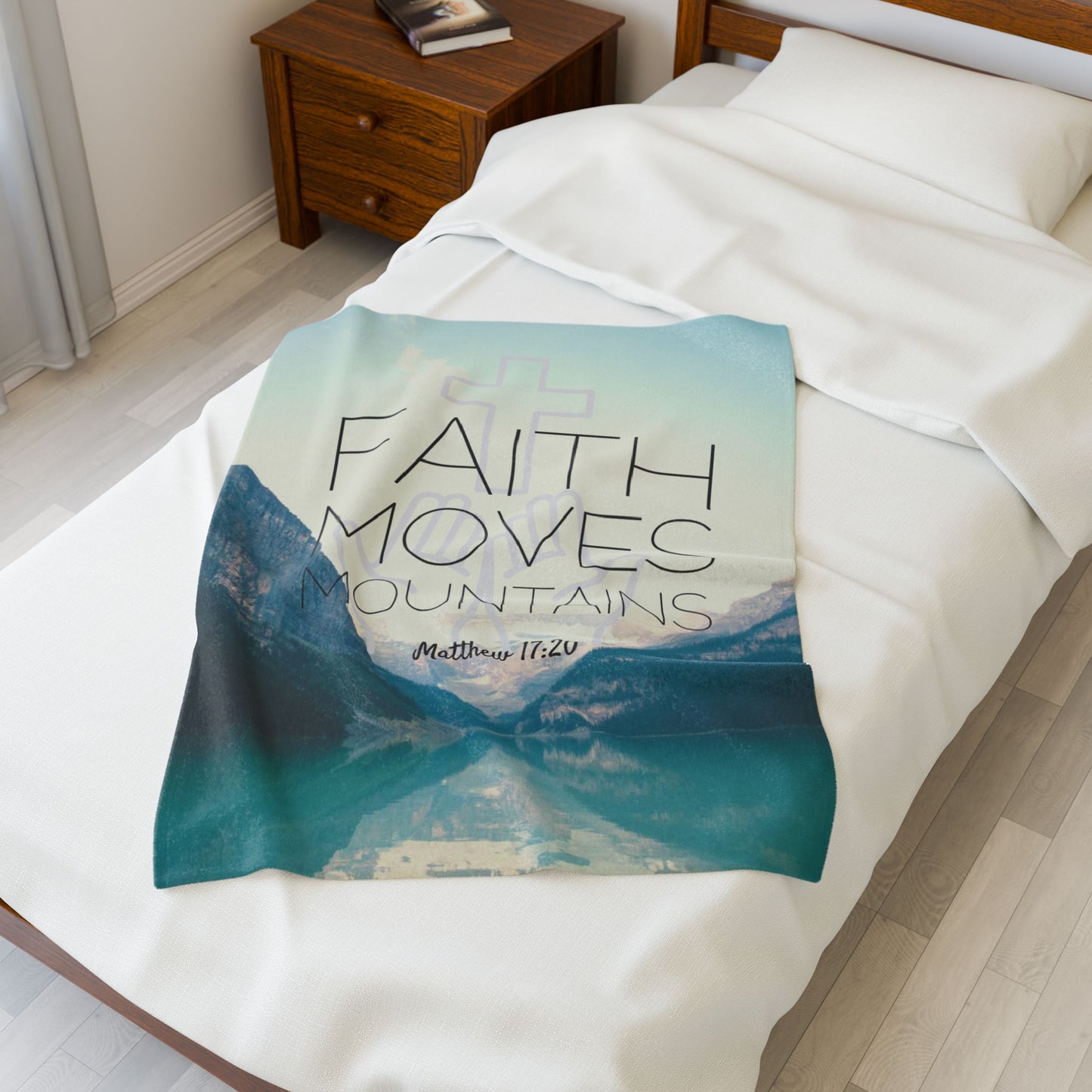 Velveteen Plush Blanket - Faith Moves Mountains