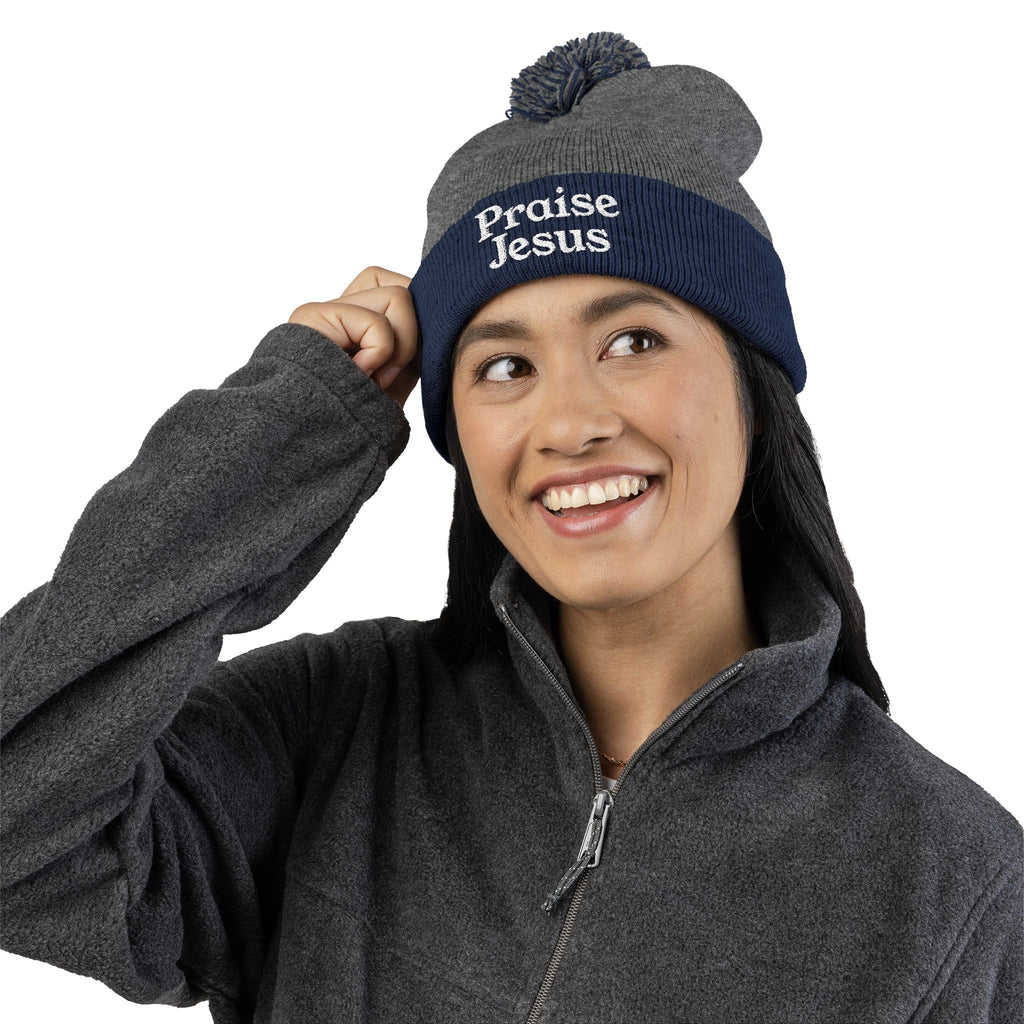 Pom-Pom Knit Cap - Praise Jesus