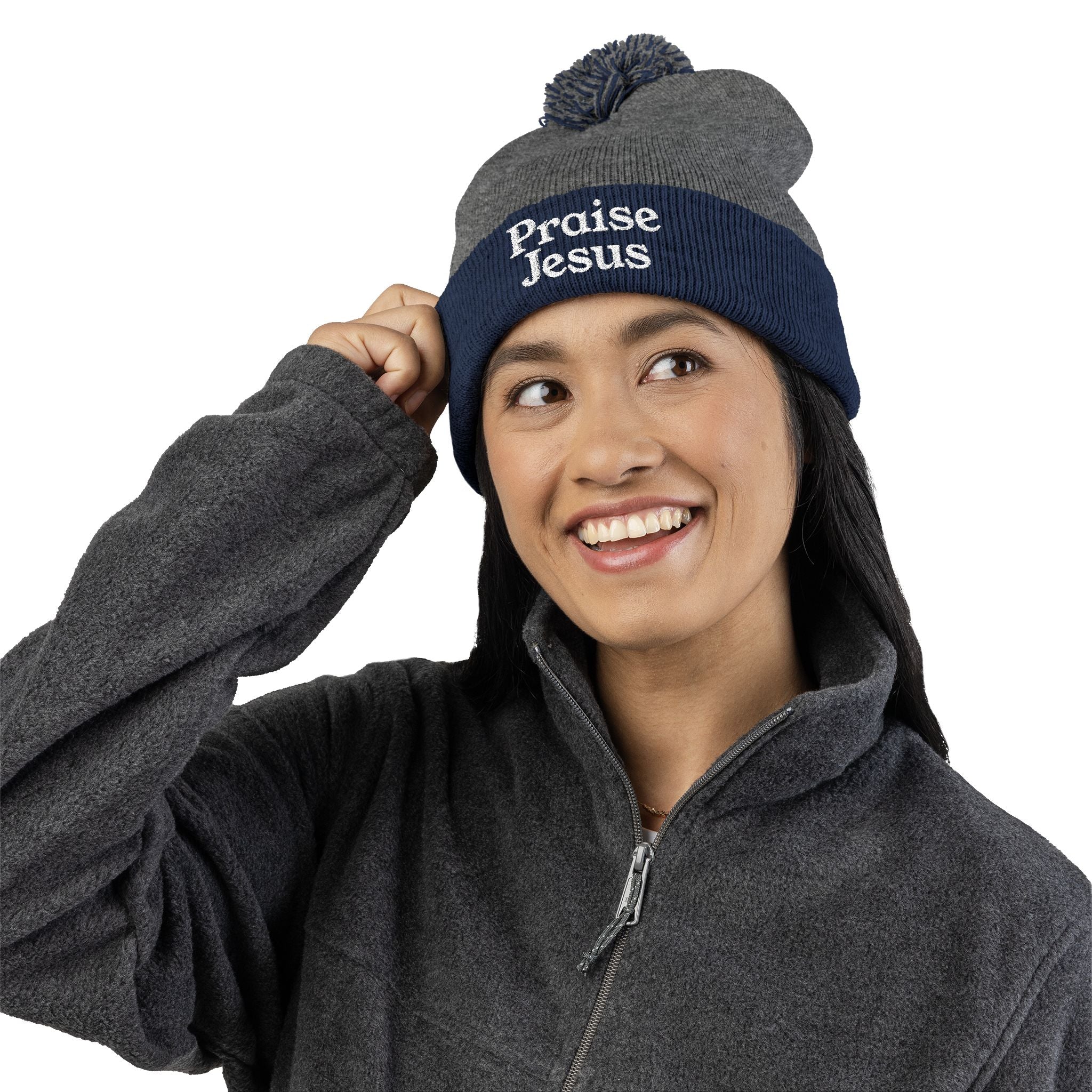 Pom-Pom Knit Cap - Praise Jesus