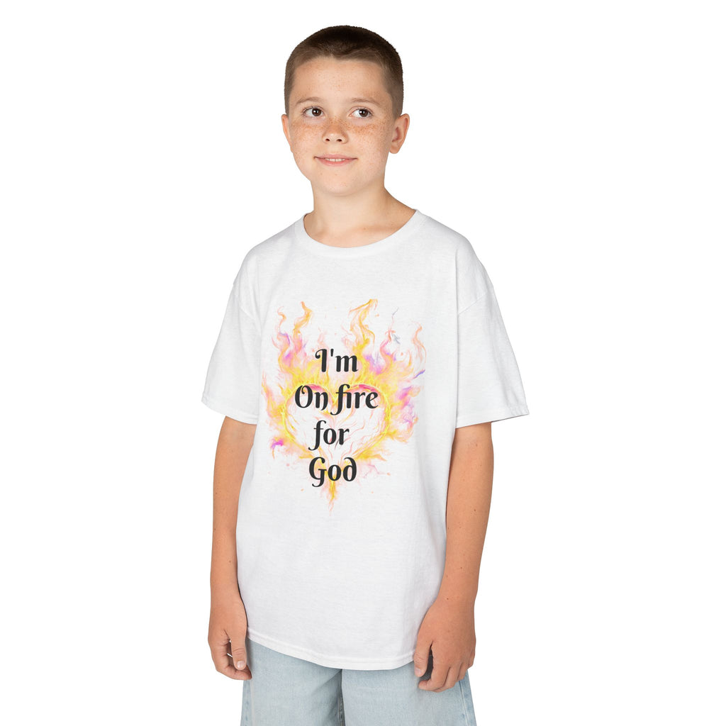 Kids Heavy Cotton™ Tee - On fire for God