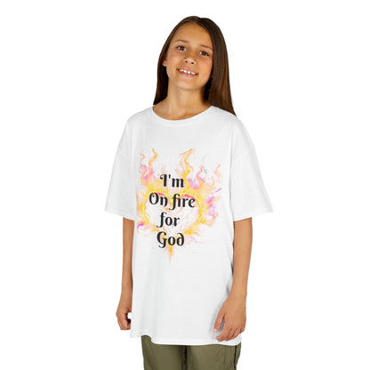 Kids Heavy Cotton™ Tee - On fire for God