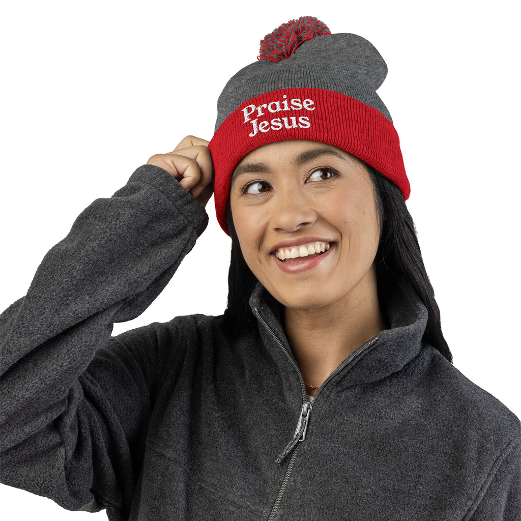 Pom-Pom Knit Cap - Praise Jesus
