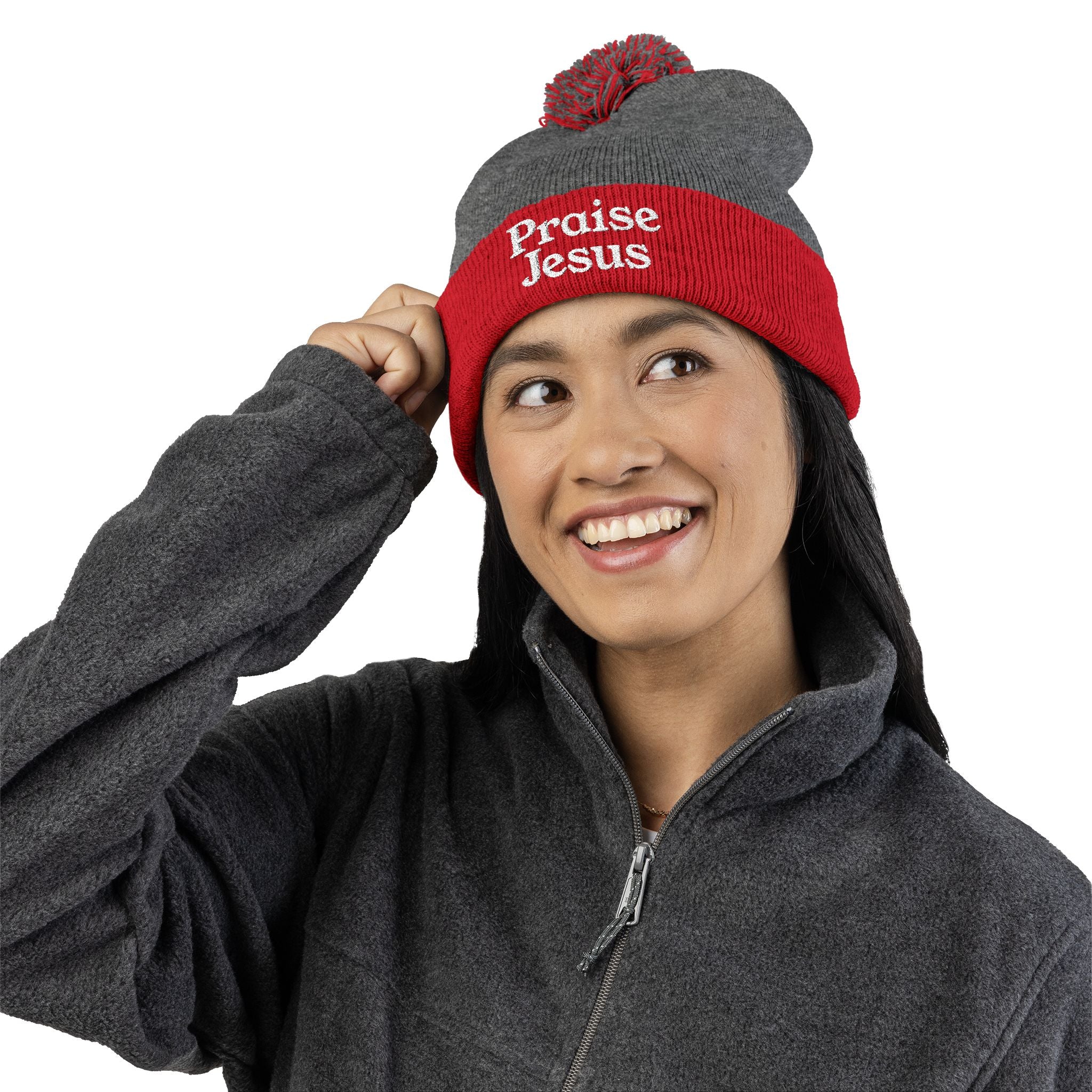 Pom-Pom Knit Cap - Praise Jesus