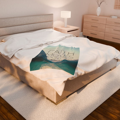 Velveteen Plush Blanket - Faith Moves Mountains