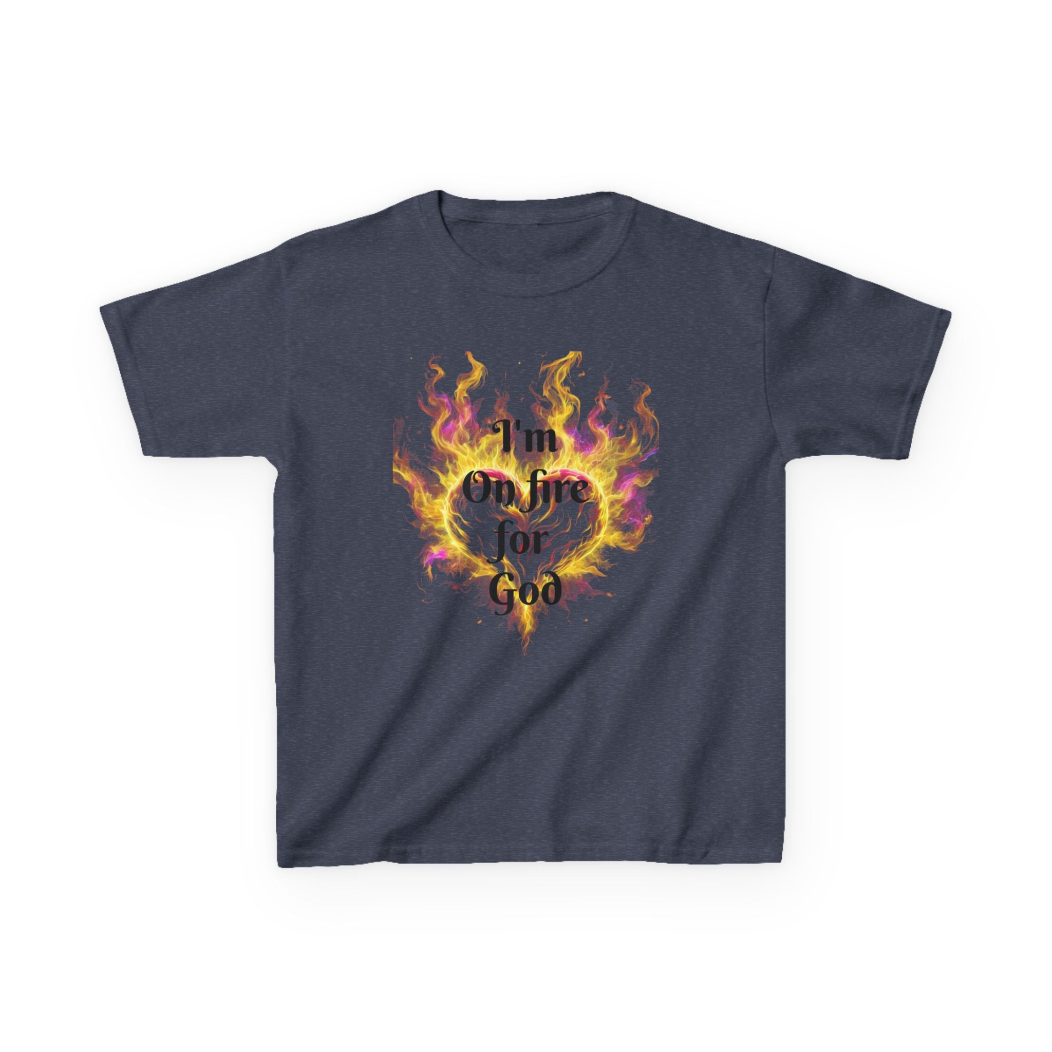 Kids Heavy Cotton™ Tee - On fire for God