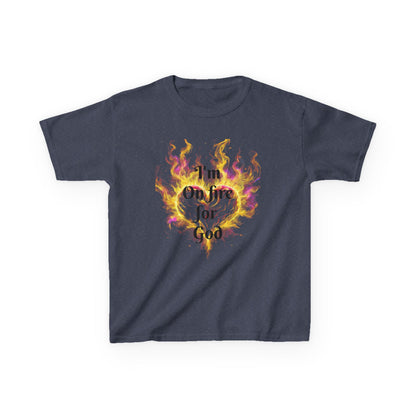 Kids Heavy Cotton™ Tee - On fire for God