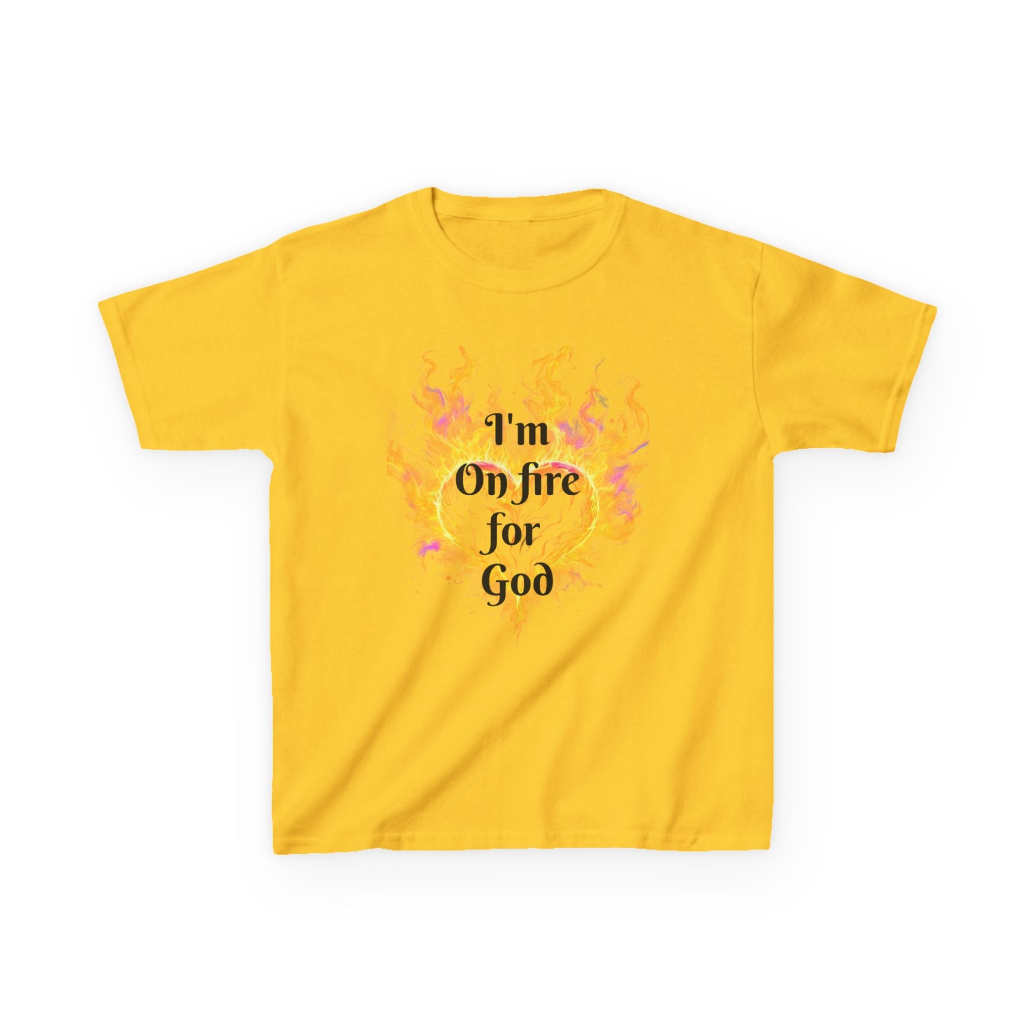 Kids Heavy Cotton™ Tee - On fire for God