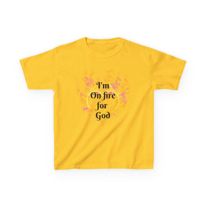 Kids Heavy Cotton™ Tee - On fire for God