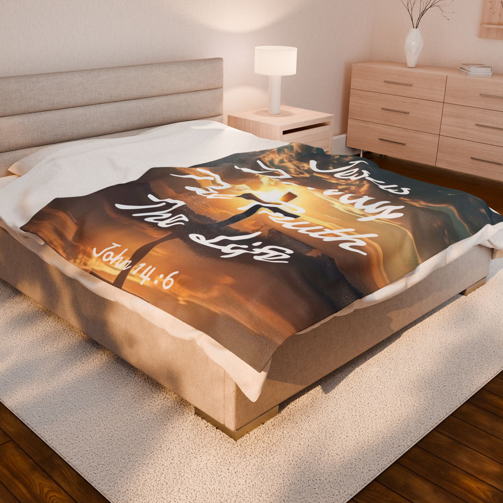 Velveteen Plush Blanket - John 14:6