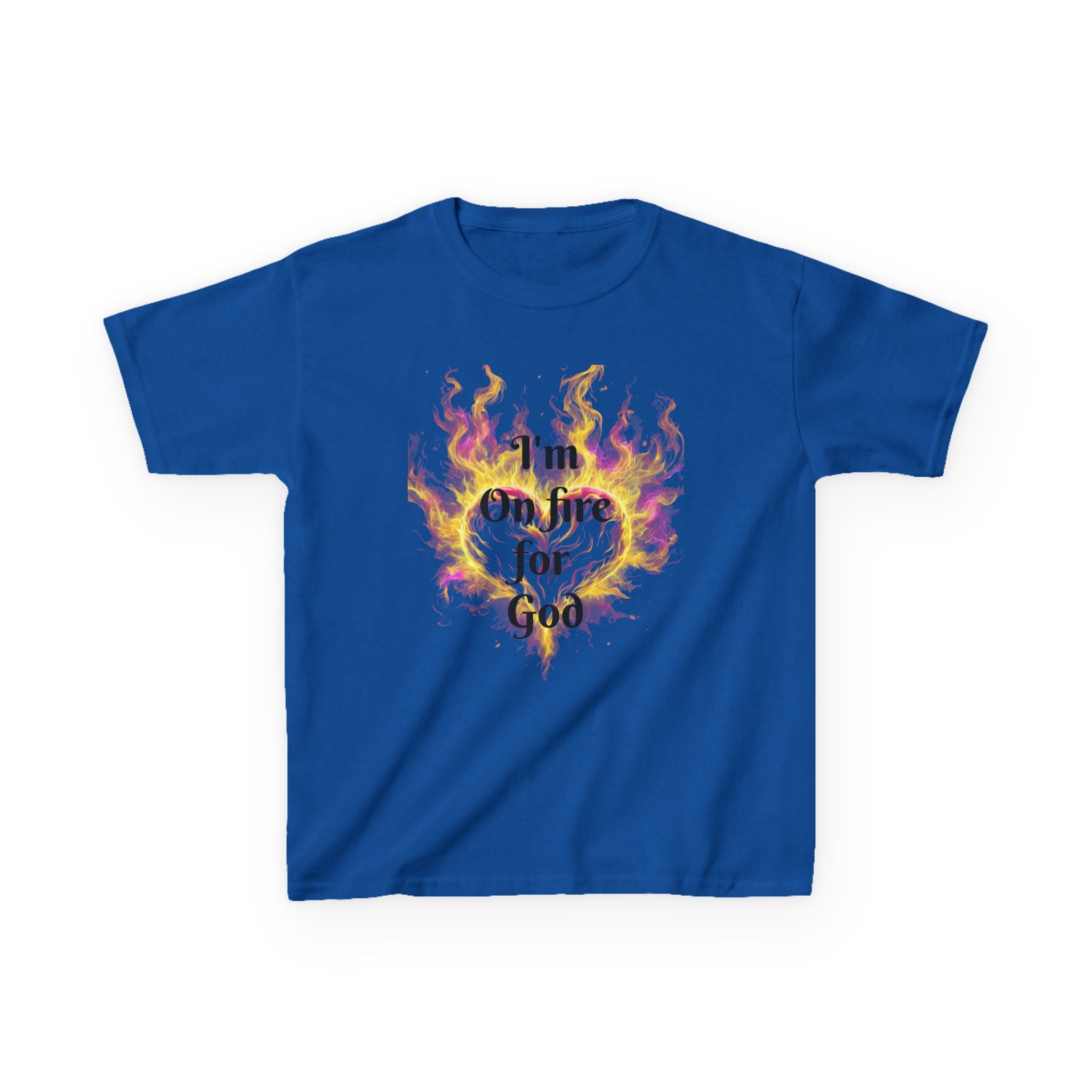 Kids Heavy Cotton™ Tee - On fire for God