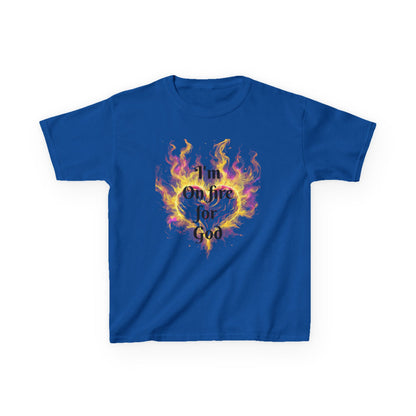 Kids Heavy Cotton™ Tee - On fire for God