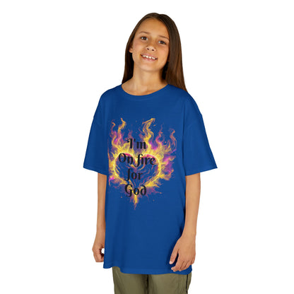 Kids Heavy Cotton™ Tee - On fire for God