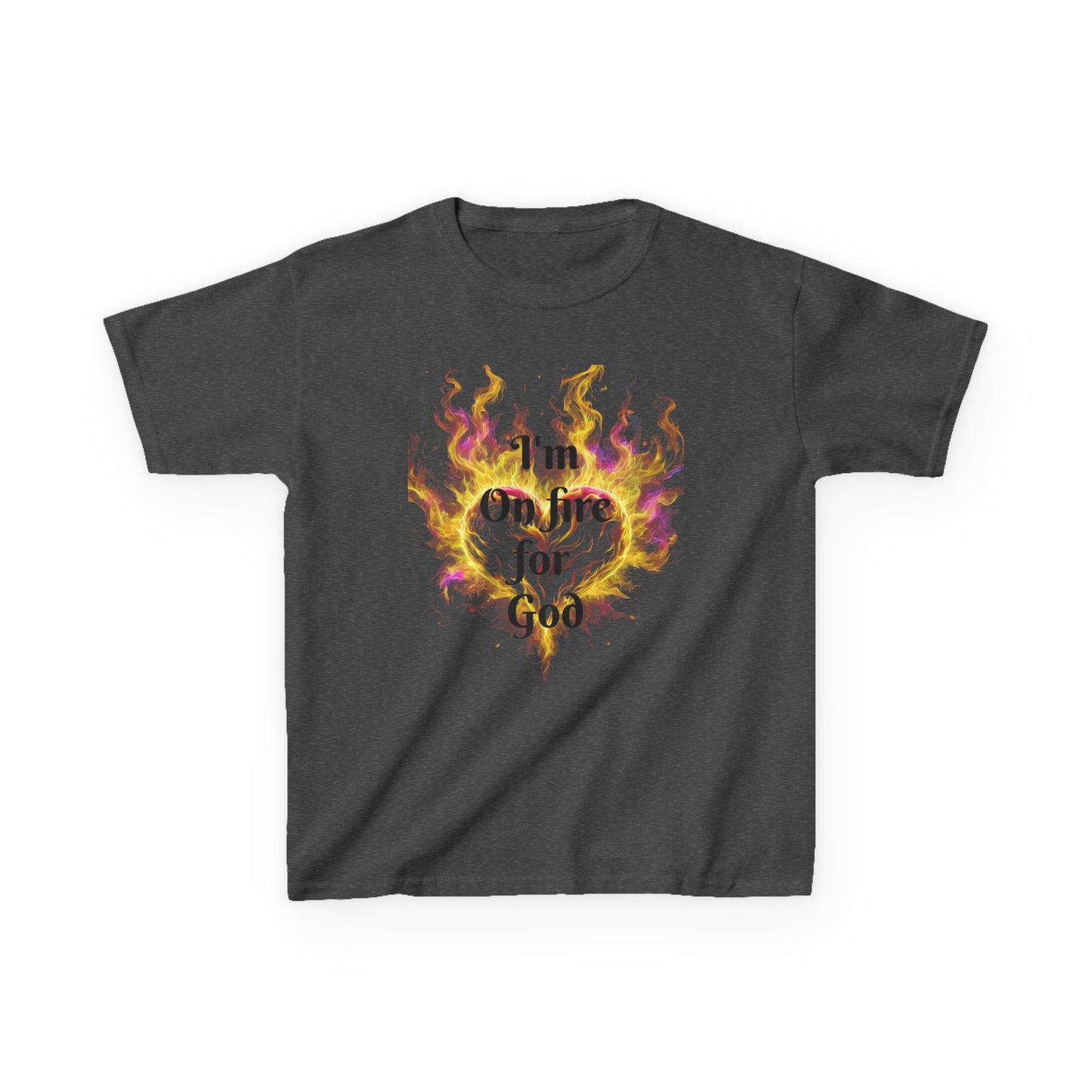 Kids Heavy Cotton™ Tee - On fire for God