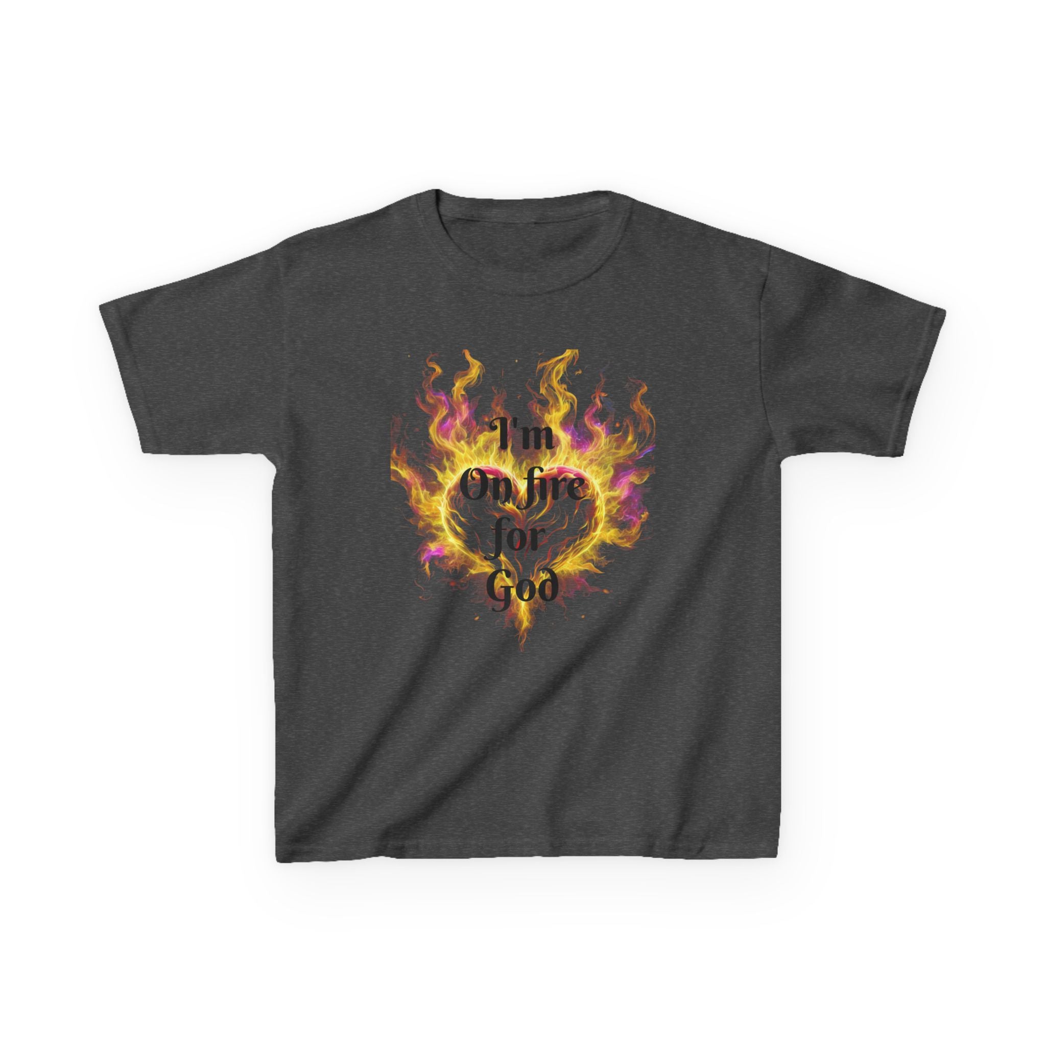 Kids Heavy Cotton™ Tee - On fire for God