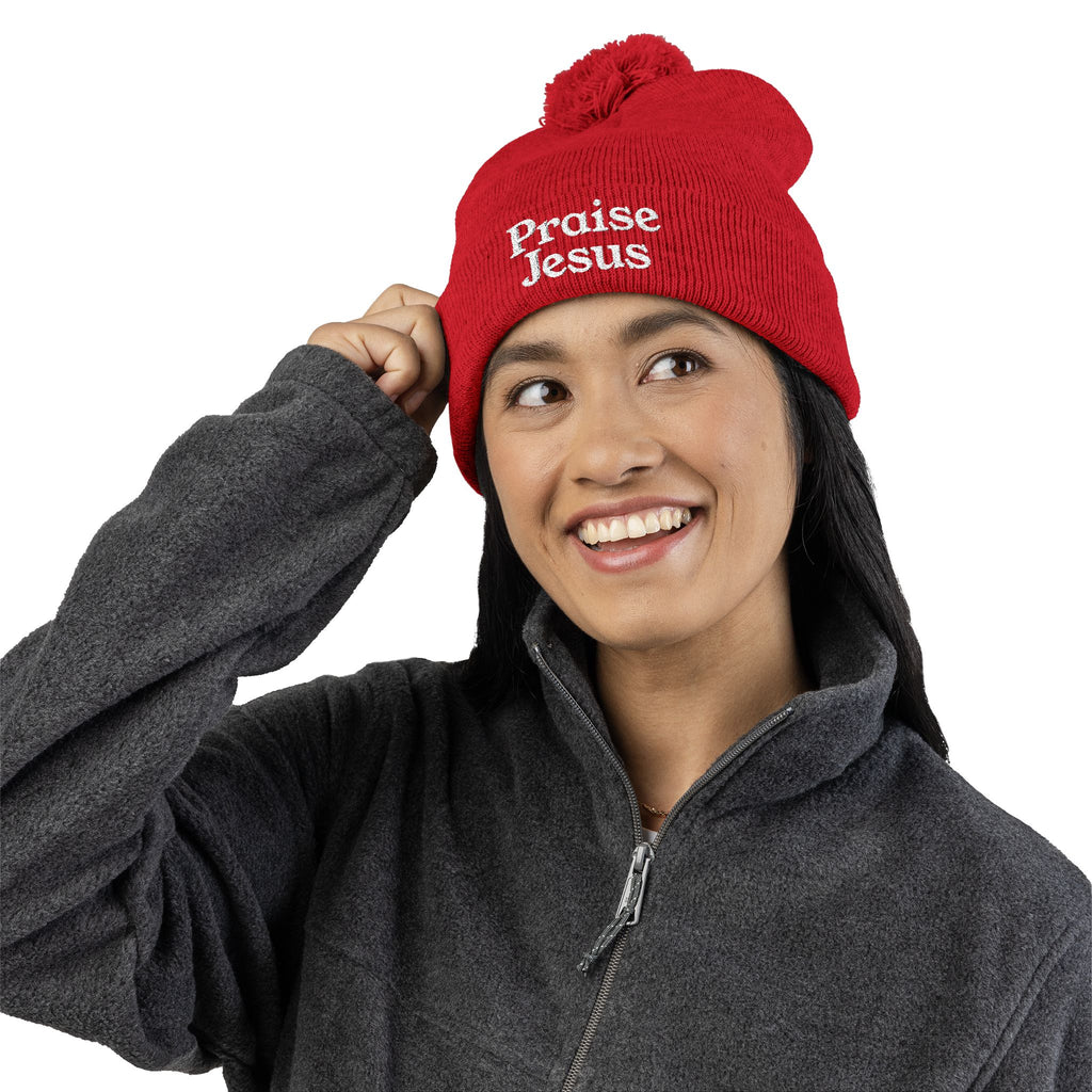 Pom-Pom Knit Cap - Praise Jesus