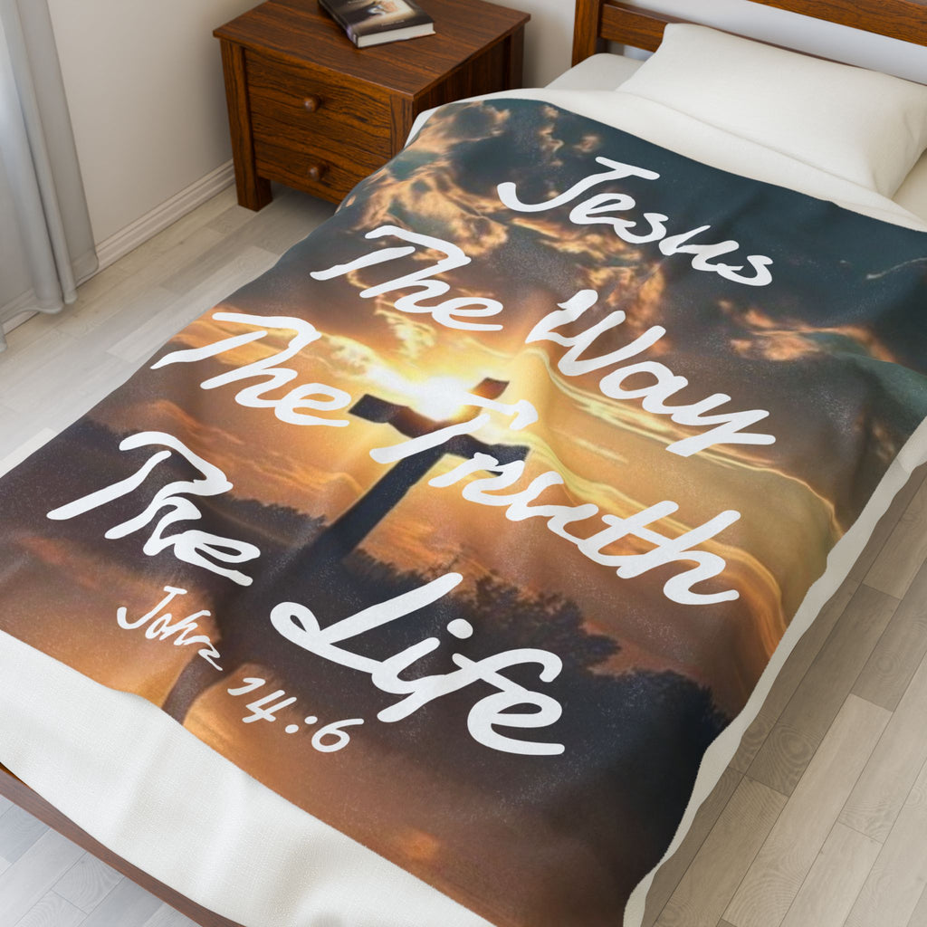 Velveteen Plush Blanket - John 14:6