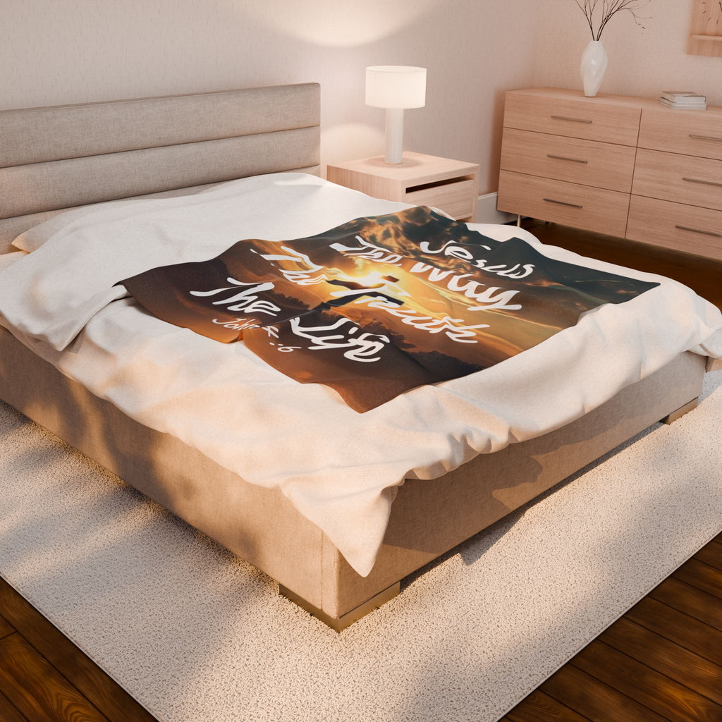 Velveteen Plush Blanket - John 14:6