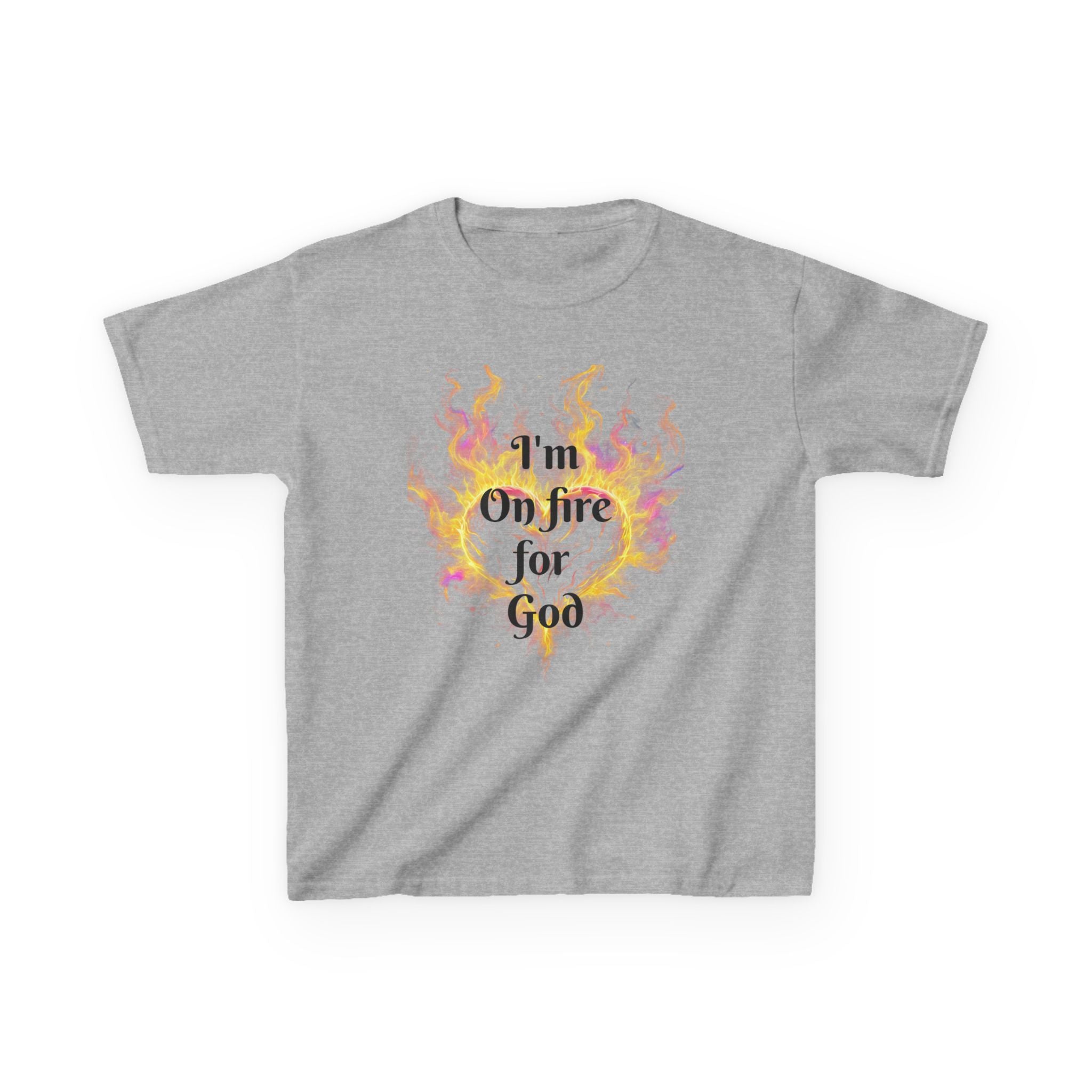 Kids Heavy Cotton™ Tee - On fire for God