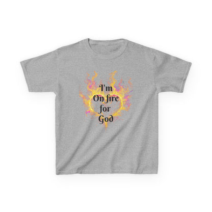 Kids Heavy Cotton™ Tee - On fire for God