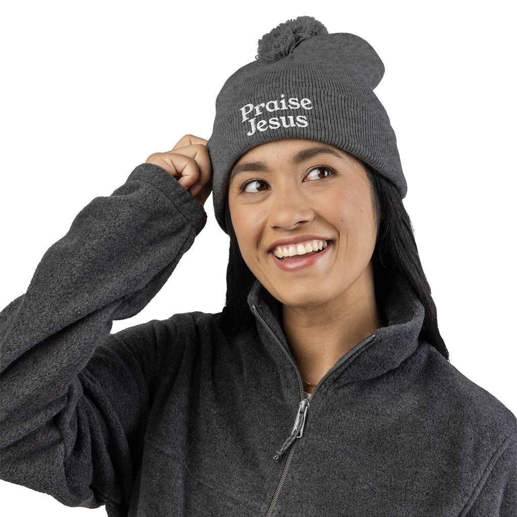 Pom-Pom Knit Cap - Praise Jesus