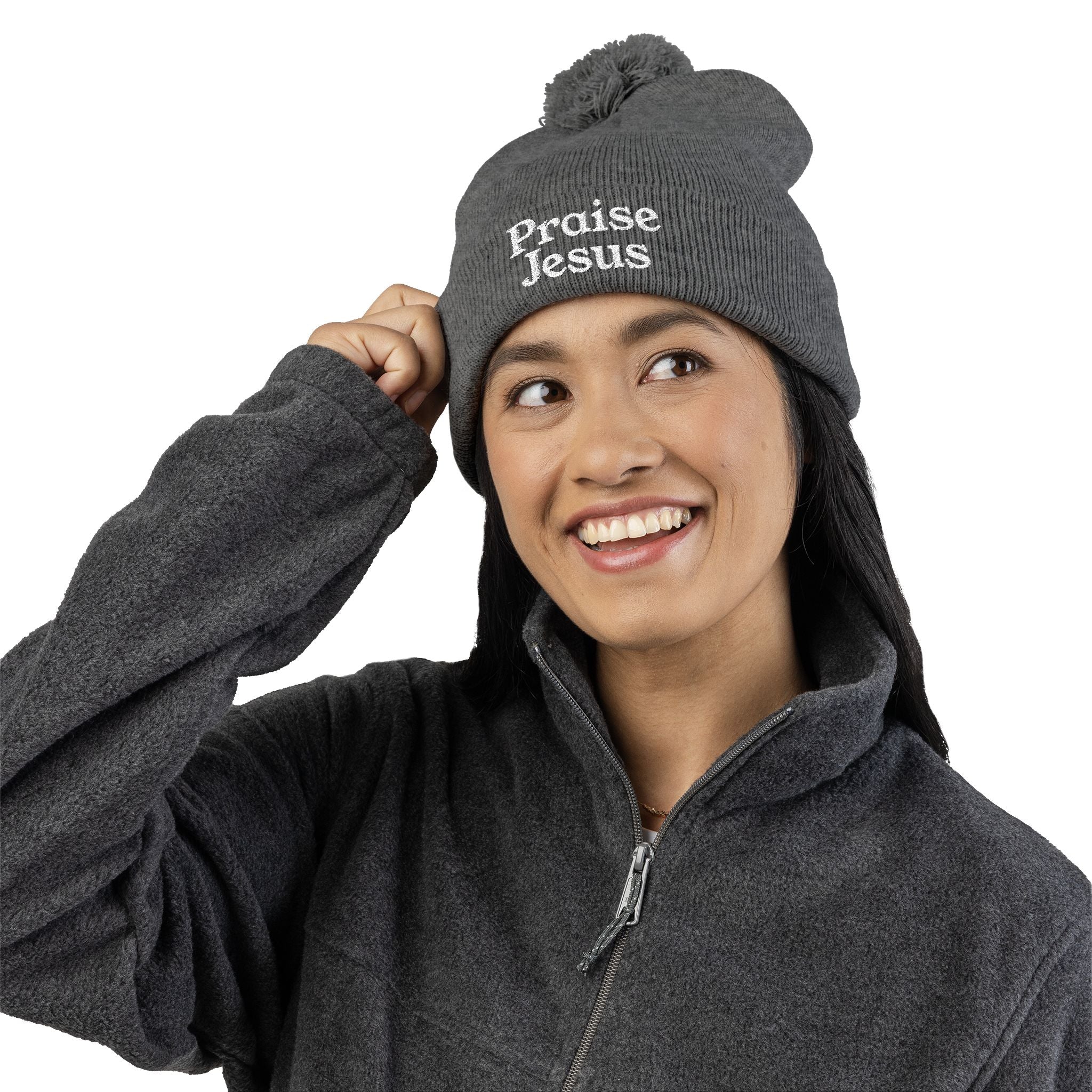 Pom-Pom Knit Cap - Praise Jesus