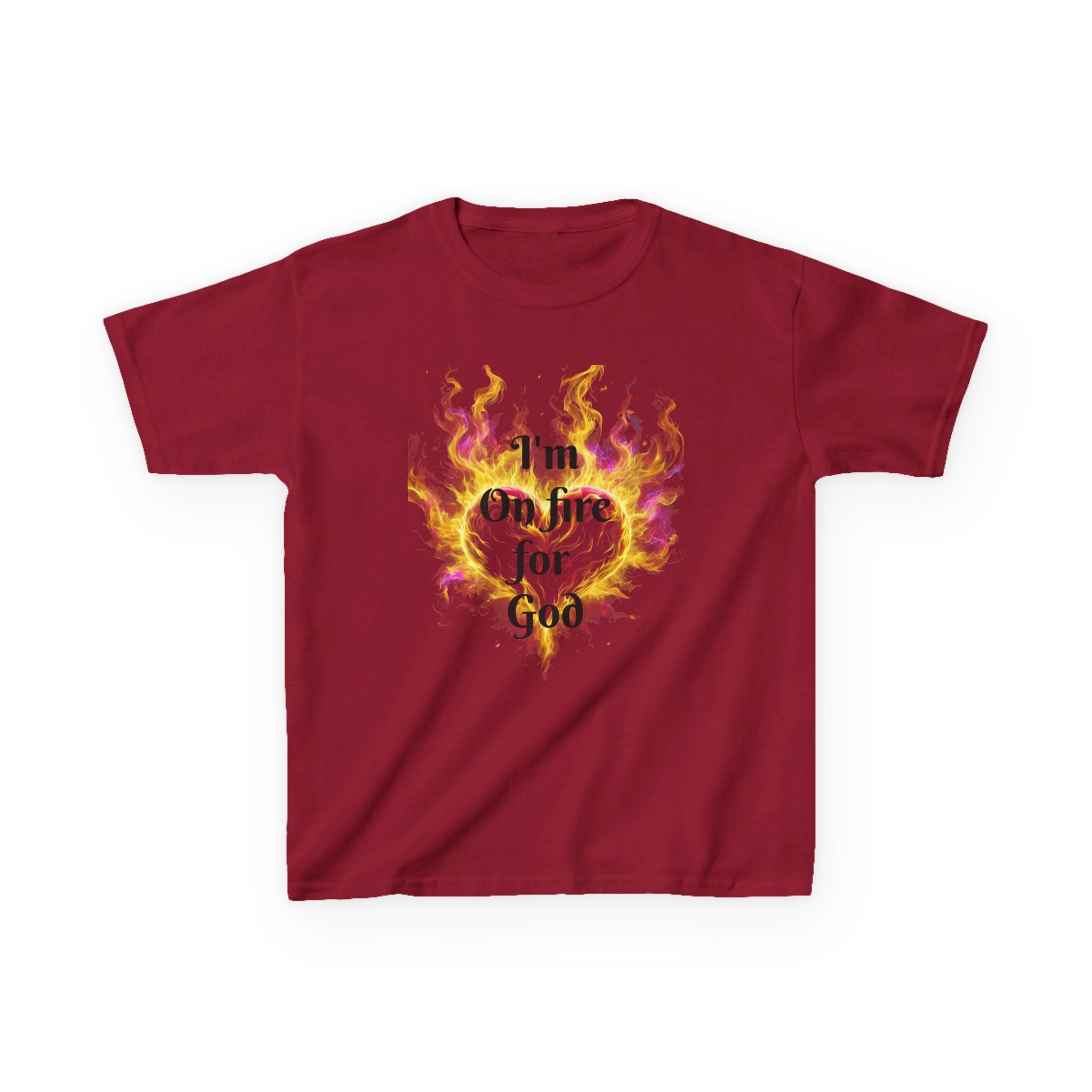 Kids Heavy Cotton™ Tee - On fire for God