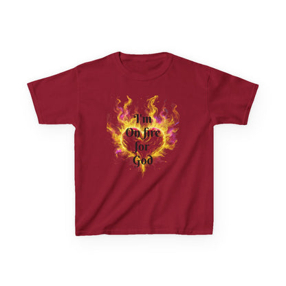 Kids Heavy Cotton™ Tee - On fire for God