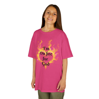 Kids Heavy Cotton™ Tee - On fire for God