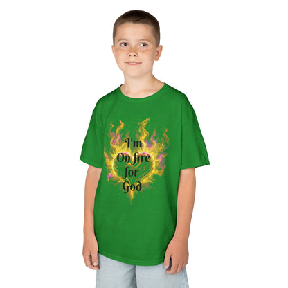 Kids Heavy Cotton™ Tee - On fire for God