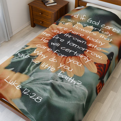 Velveteen Plush Blanket - Luke 12:28