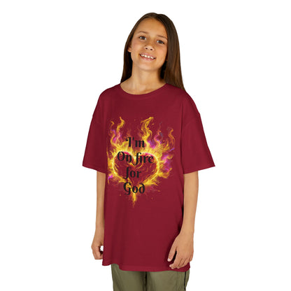 Kids Heavy Cotton™ Tee - On fire for God
