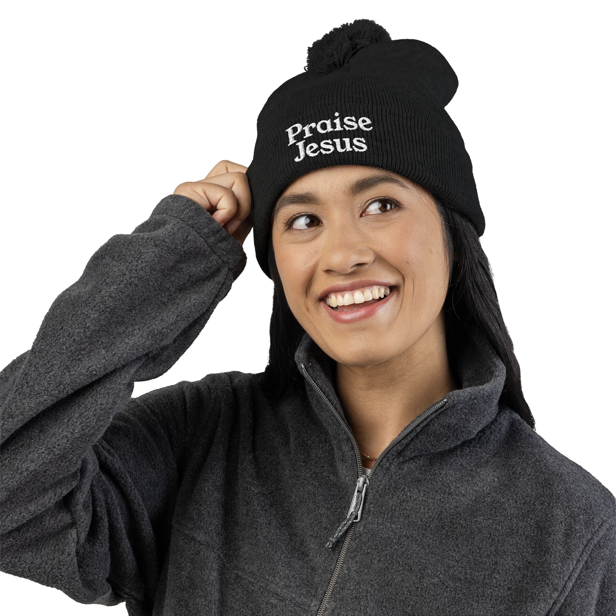 Pom-Pom Knit Cap - Praise Jesus